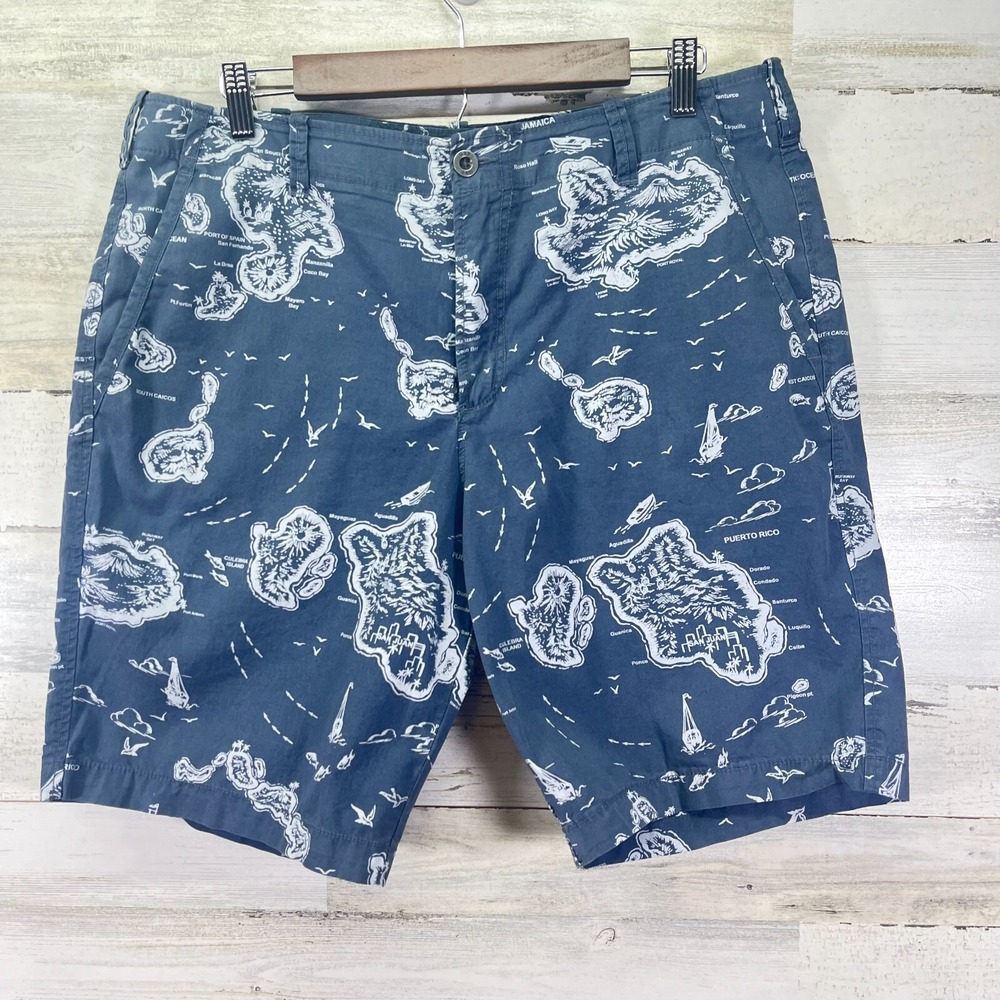 Gap Chino Shorts Blue Gray Sun Faded South America Print shorts Size 36